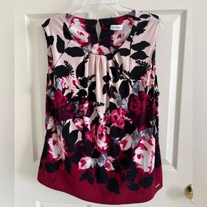 Calvin Klein sleeveless blouse flower pink top size 1X